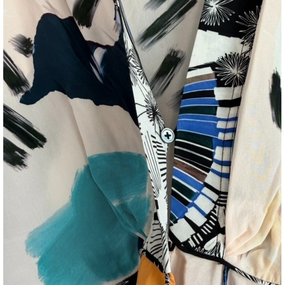 Robert Graham Silk Abstract Print Blouse Top XL Artsy Boho Art to Wear Boho - Picture 8 of 15